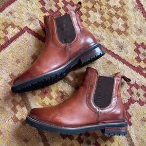 Brown leather boots
